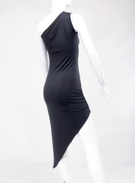 Stage Wear National Standard Dance Latin Single Shoulder Oblique Swing Bag Hip Exposed Leg Long Dress W11007