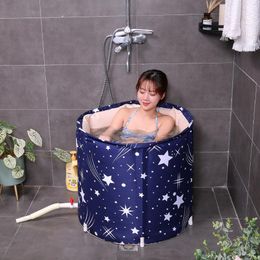 Bathtubs Foldable Bathtub Portable Soaking Bath Tub EcoFriendly Adult Tub Baby Swimming Pool Insulation Family Bathroom SPA Tub