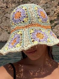 Stingy Brim Hats Women Summer Sun Crochet Beach BOHO Bohimian Straw Buckt Hat (Foldable Roll up Floppy ) T230503