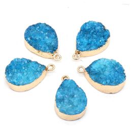 Charms Natural Stone Pendant Drop Shape Blue Crystal Cluster Exquisite For Jewelry Making Bracelet Necklace Earring Accessories