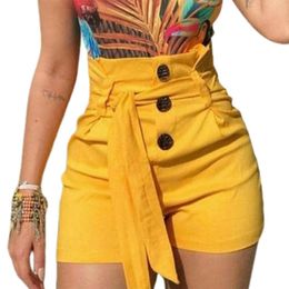 Women's Shorts Casual Women Short Vintage Solid Colour High Waist Pleated Tight Trousers Skinny Shorts for Women Summer 230503