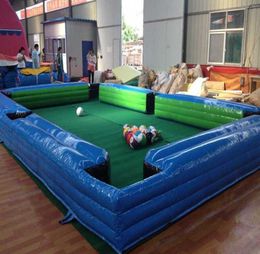 8x5m Funny Billiard Sport game inflatable football snooker table soccer pool table for amusement park with blower