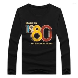 Men's T Shirts Made In 1980 40th Birthday 40 Years Old School Retro Long Sleeve Oversized Shirt For Men Anniversary Cotton T-shirt Tops