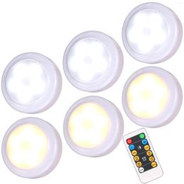 Ceiling Lights WRalwaysLX Remote Control LED Cabinet Push Light Cool/Warm Adjustable Night For Kitchen Under Lighting (6pack)