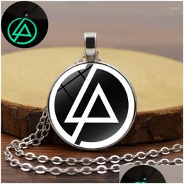 Pendant Necklaces Charm Lincoln Band Logo Glass Alloy Dome Necklace Classic Luminous Jewellery Women Men Glow In The Dark Gift Dhgarden Dhfup
