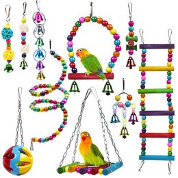 Toys 10pcs Bird Toys Perch Accessories For Parrot Swing Toys ladder Pet DIY African Grey Budgie papegaaien speelgoed jouet perroquet