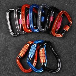 5 PCSCarabiners 12/23/24/25KN Professional D Shape Safety Carabiner Aluminum Key Hooks Climbing Security Master Lock Outdoor Hiking Tool P230420