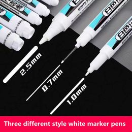 Markers 23PcsSet For Metal Long Head Pens Oily Waterproof Plastic Large Capacity White Pen Stationery 071025mm 230503