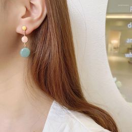 Backs Earrings Simple Candy Colour Small Geometric Ear Clips Contrast Long Enamel Round Style Clip On For Female Non Pierced