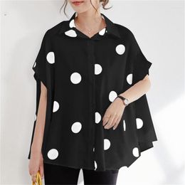 Women's Blouses Summer Plus Size Casual Ladies' Shirt 9XL 8XL 7XL Fashion Quality Lapel Stitching Printed Bat Sleeve Loose