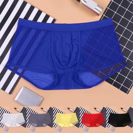 Underpants Men Solid Mesh Underwear Boxer Sexy Sheer Male Comfortable Breathable High Quality Fashion Briefs
