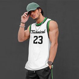 Men's Tank Tops Clothing Fashion Workout Top mesh basketball Sports Sleeveless vest Quick dry Running top gym bodybuilding tank 230428