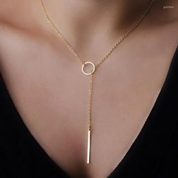 Pendant Necklaces Elegant Fashion Goddess Style Bikini Metal Clavicle Chain Simple Gold Color Circle Short Necklace Party