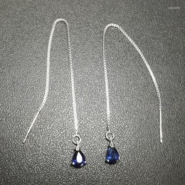 Dangle Earrings Per Jewellery Natural Origin Sapphire Drop Earring 925 Sterling Silver For Men Or Women 0.5ct 2pcs Gems X6072505