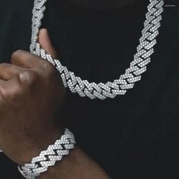 Chains Full Rhinestone Iced Out Prong Cuban Chain Necklace For Men Women Paved Crystal Link Choker Hip Hop Jewellery