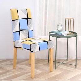 Chair Covers 1/4/6/8 Pcs Colorful Plaid Polyester Elastic Multi Stretch Cover For El Home Wedding Poltronas Para Sala