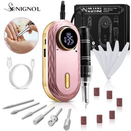 Nail Art Equipment SENIGNOL 35000RPM Electric Nail Drill Machine Professional LCD Display Portable All for Manicure Tool Rechargeable Nails Art Set 230428