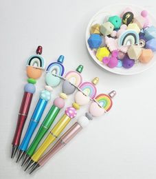 5pcs Bead Pens With Beads Beadable Ballpoint Pen DIY Handmade Luxury For Writing Cool School Kid Gift