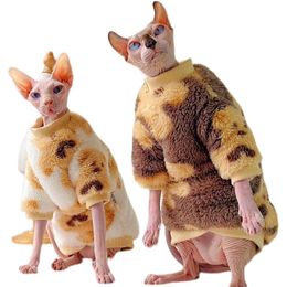 Clothing DUOMASUMI Super Thick Bear Hairless Cat Outfits Doublesided fleece Soft Naked Cat Winter Clothes Kitty Sphynx Bald Cat Clothes