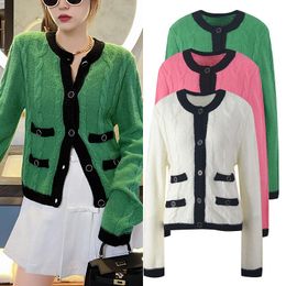 Women's Knits & Tees Autumn 2023 Sweater Coat Retro Shirt Check Long Sleeve Single Breasted Plaid Loose Knit Cardigan Tide Ladies 219AWomen'