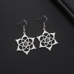 Dangle Earrings LIKGREAT Buddha Spiritual Jewellery Stainless Steel Lotus Flower Hebrew Letters Chai Symbol Amulet Gift