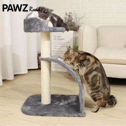 Scratchers H66CM Cat Scratching Post Small Cat Tree Top Plush Perch 35*46 Base Stable Curved Cat Scratching Boards Grey Brown rascador gato