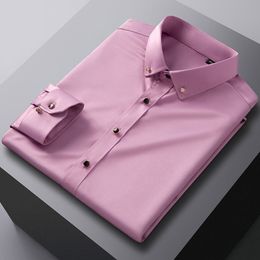 Men's Casual Shirts Button-down Men's Long Sleeve Dress Shirts Business Stretchy Silky Formal Social Non-iron Soft Smart Casual Shirt Without Pocket 230503