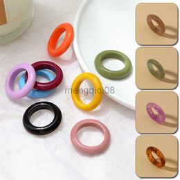 Band Rings Retro Transparent Colourful Acrylic Resin Round Minimalist Geometric For Girls Colourful Marble Pattern Jewellery Gifts Y23