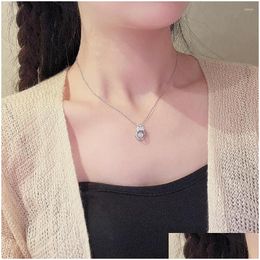 Pendant Necklaces Nimble Lucky Zircon Geometric Circle Crown Love Heart Mothers Day Necklace Woman Girl Blessing Jew Dhgarden Dhvku