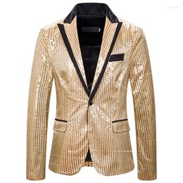 Men's Suits Gentleman Button Dance Gold Sparkly Formal Suit Man Fashion Sequined Jacket Performance MenBlazers Coat Wedding Party Dress