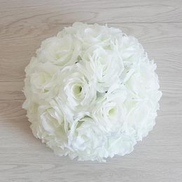 Decorative Flowers 10" 25 CM Elegant Artificial Silk Rose Flower Ball Kissing Balls Craft Ornament For Wedding Party Decoration