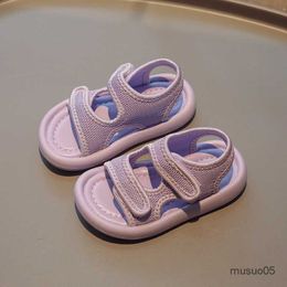 Children's Sports Sandals for Boys Simple Mesh Breathable Hook Loop Cute Girls Flat Anti Slip Running Summer Kids Shoes