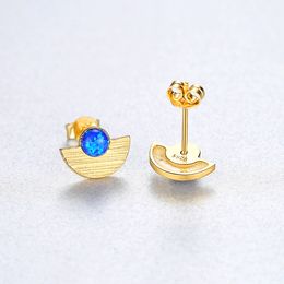 Charming Retro Opal Half Round Design Stud Earrings Women Fashion Luxury Brand Plating 18k Gold s925 Silver Earrings Female High-end Jewelry Valentine's Day Gift