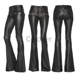 Women s Shorts Casual Streetwear Punk Gothic Black PU Leather Pants High Waist Bandage Skinny Slim Flared Trousers Clothing S 5XL 230503