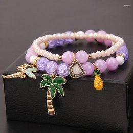 Charm Bracelets Korean Version Of The Bracelet Female Sweet Coconut Tree Pineapple Student For Women Sisters Fresh Holiday Style Gift