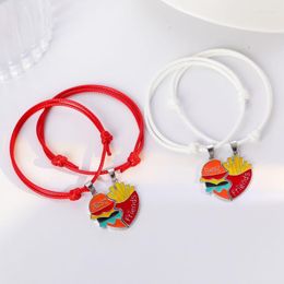 Charm Bracelets Creative Hamburg Fries Adjustable Bracelet For Women Men DIY Cute Fashion Food Alloy Jewelry Accessories Party Gift