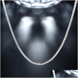 Chains 10Pcs 925 Sterling Sier Fine 2Mm Box Chain Necklace For Man Women 1624 Inches Fashion Party Accessories Jewel Dhgarden Dhthl