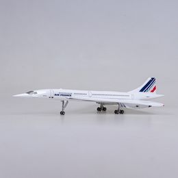 Aircraft Modle 50CM 1/125 Scale France Airline Plane Concorde Air Aeroplane Model Toy Resin Airfrance Aircraft W Lights Landing Gears Model Toy 230503