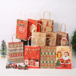 Gift Wrap 5pcs Christmas Kraft Paper Bags Santa Claus Snowman Snowflake Cookie Candy Bag For Noel Party Merry Xmas Navidad Decoration
