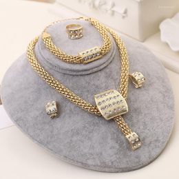 Necklace Earrings Set Nigeria For Women Africa Beads Jewellery Dubai Gold Plated Wedding Bridal Fashion Womens Accessories