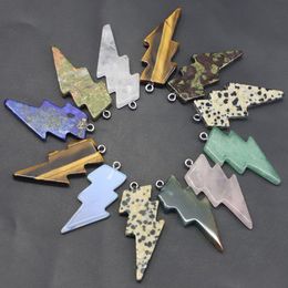 Charms Natural Stone Lightning Bolt Necklaces Pendants Polished Trendy Fashion Jewellery Making Women Earring Gifts Wholesale Drop Del Dhzbt