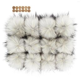 Keychains Furling 16CM /6.3inch Pack Of 12 Large Faux Raccoon Fur Pompoms For Hats With Wood Buttons 12Colors