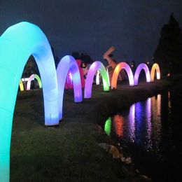 6m Hot Gorgeous Outdoor Inflatable Rainbow Door/Lighting Arch with RGB Light