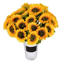 Decorative Flowers 12pcs Sunflower Decoration Artificial Flower Realistic Silk Daisies For Home Arrangement Wedding Party