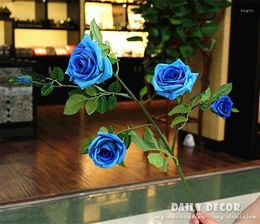 Decorative Flowers High Simulation Real Touch 5 Heads Artificial Rose Wedding Moisturizing Long Stem Hand Felt Roses Wholesale
