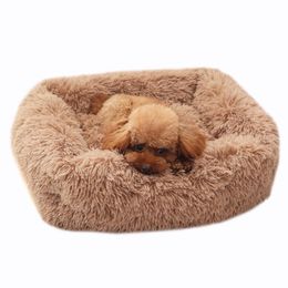 Mats Square Dog Bed House Soft Long Plush Cat Mat Square Cat Bed House Cats Dog Mat Winter Pet Cushion Portable For Pets Cats Basket