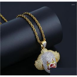 Pendant Necklaces Fashion Hiphop Style Men And Womens Zircon Inlaid Red Mouth Clown Necklace Casual Street Rock Jewellery Gift Dhgarden Dh6Ms