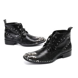 Fashion Lace Up Plus Size Motorcycle Boots British Style Locomotive Pointed Toe Brogue Boots Original Leather Man Derby Boots