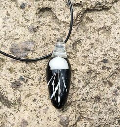 Pendant Necklaces Art Crafts Fashion Jewellery Hand Made Glass Jellyfish Black Rope