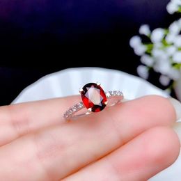 Cluster Rings 2023 Natural Garnet Gem Ring For Women Silver Jewelry Real 925 Good Facet Color Party Gift Lucky Birthstone